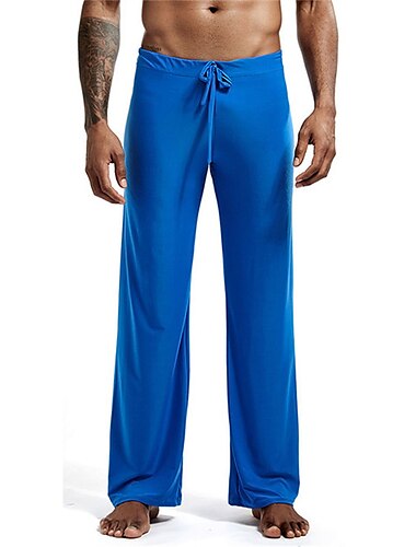  Herren Hausanzug Lounge Hose Pyjamahose Glatt Strassenmode Lose Täglich Eis-Seide Komfort Weich Kordelzug Elastische Taille Gerade geschnitten Frühling, Herbst, Winter, Sommer Weiß Schwarz