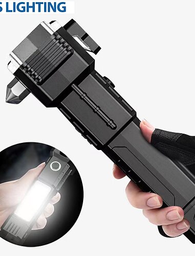  Martillo de seguridad para coche, cortador de ventana, herramienta multiusos para escape de coche, linterna led de energía móvil, alarma de rescate, imán fuerte, 3,7 v, nuevo