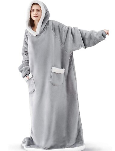  Sudadera con capucha y manta navideña de sherpa para mujer y hombre, manta gigante súper cálida y acogedora, manta de franela gruesa con mangas y bolsillo gigante