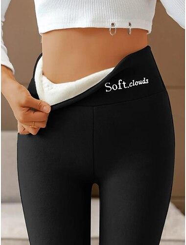  Damen Normal Fleecehosen Strumpfhosen Leggins Brautkleider schlicht Legere Kleider Knöchellänge Hoher Taillenbund Feste Farbe Bauchkontrolle Kolbenheber Komfort elastisch Täglich Wochenende hellgrau