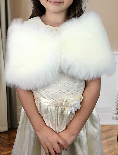  Châles en Fourrure Châles Châles Enfants Couleur pleine Princesse Sans Manches Fausse Fourrure Boléros de Mariage Avec Couleur Pure Pour Mariage Hiver