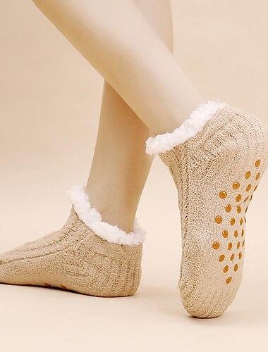  Calcetines de mujer otoño e invierno súper suaves, cálidos, acogedores, forrados de lana peludos, calcetines de casa con pinzas, calcetines de suelo para mujeres adultas