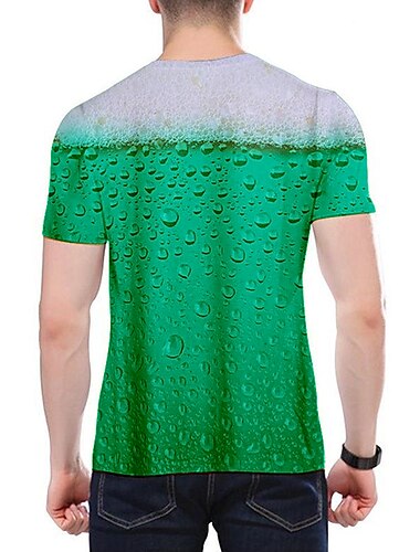  Hombre Graphic Burbuja Cerveza Camisa Camiseta Manga Corta Camiseta Impresión 3D Escote Redondo Camisa Ropa de calle Exagerado Diario Noche Oktoberfest Verde Claro Rojo Azul Piscina Ropa Normal S M L