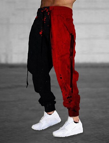  Voor heren Joggingbroeken Jogger Broek Trekkoord Elastische taille Lint Grafische prints Comfort Ademend Buitensporten Casual Dagelijks Katoenmix Terry Streetwear Ontwerper Rood blauw Micro-elastisch