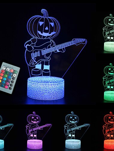  gresskar 3d nattlys halloween lys gave nattbord lampe lanterne leketøy for barn smart touch 3d illusjon bordlampe 16 led fargeskiftende lampe halloween gresskar kostyme tilbehør