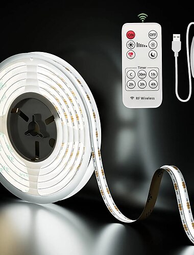  luci di striscia led cob usb 5v 1-3m dimmerabile 300led/m cri85 con telecomando rf retroilluminazione tv lampada a nastro flessibile sotto l'armadio per illuminazione fai da te in camere da letto