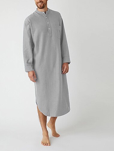  Herren Schlafanzug Hausanzug Nachtwäsche Schlafanzüge 1 pc Einfarbig Modisch Komfort Weich Heim Bett Polyester Atmungsaktiv Rundhalsausschnitt Langarm Grundlegend Herbst Frühling Blau Grau