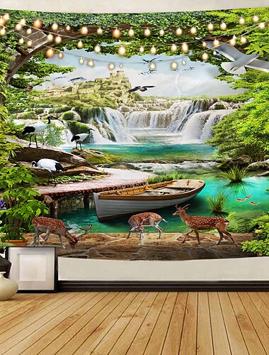  fenster landschaft wandteppich kunst dekor decke vorhang picknick tischdecke hängen hause schlafzimmer wohnzimmer wohnheim dekoration polyester meer ozean strand palme