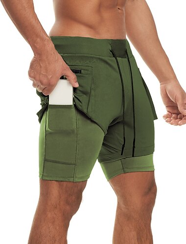  Herren kurze Sporthose Laufshorts kurze hosen Trainingsshorts Kordelzug 2 in 1 Kurze Hose Sportlich Athlässigkeit Spandex Atmungsaktiv Weich Schnelltrocknend Yoga Fitness Fitnesstraining