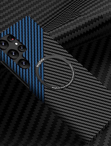  Telefoncase til Samsung Galaxy S23 S22 S21 Plus Ultra med Magsafe magnetisk støvbeskyttet fire hjørner faldstyrke linjer/bølger kulfiber