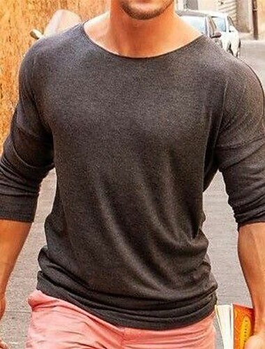  Per uomo Maglietta Maglietta a Maglia Camicia a Maniche Lunghe Manica Lunga Scollo a Barca Primavera Autunno Semplice Leggero Casual Confortevole Vacanza Ferie Weekend Caffè Maglietta Top per Uomo