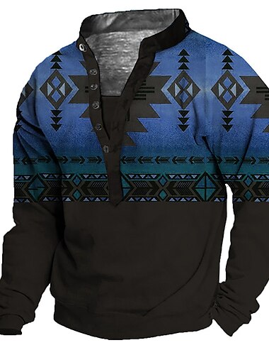  Herren Unisex Geometrisch Farbblock Grafik-Drucke Sweatshirt Pullover Zur Seite fahren Langarm Sweatshirt Stehkragen Henley-Kragen Strassenmode Designer Brautkleider schlicht 3D-Druck Casual Täglich