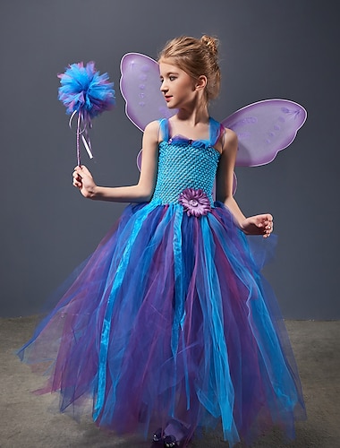  Märchen Prinzessin Elf Kleid Cosplay Kostüm Tutu Kinder Mädchen Cosplay Leistung Party Halloween Karneval Maskerade Einfaches Karnevalskostüm