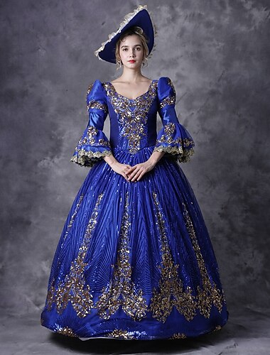  Prinzessin Shakespeare Gothic Viktorianisch Rokoko Vintage Mittelalterkleid Party Damen Cosplay Kostüm Abschlussballkleid Maskerade 3/4-Ärmel Ballkleid