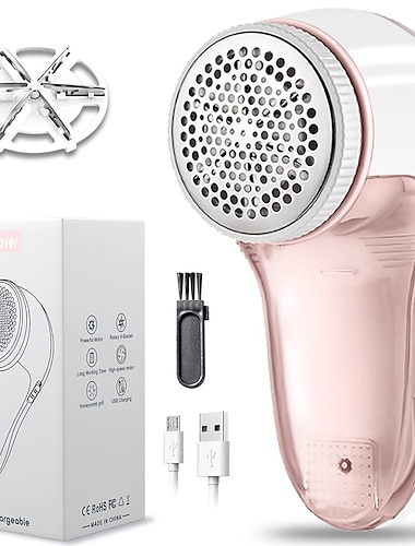  Rasoir en tissu et anti-peluches avec brosse de nettoyage et lames en acier inoxydable remplaçables Épilateur pour chandail Chargeur USB pour enlever les peluches des vêtements