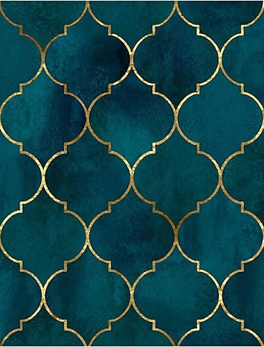  geometrisch behang smaragd/saffier blauw/goud peel and stick behang verwijderbaar pvc/vinyl zelfklevend 17.7''x118'' / 45x300cm voor thuis badkamer decoraties
