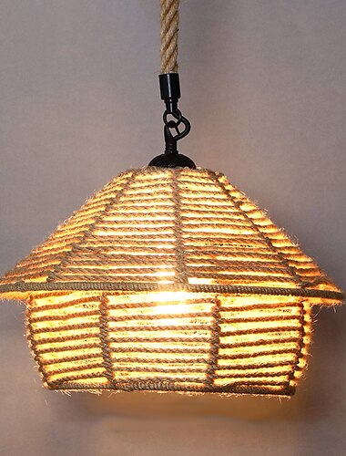  25cm pojedyncza konstrukcja wyspowa lampa wisząca lina konopna malowane wykończenia nowoczesny styl nordycki 220-240v