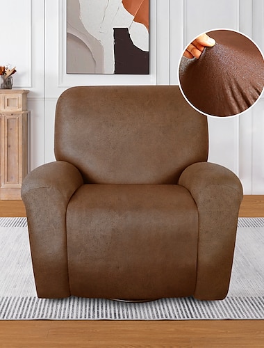  Fundas para sillones reclinables, fundas de cuero elásticas para sofás reclinables de 1 plaza, juego de 4 fundas para sillones reclinables de un solo asiento, licra suave, lavables a máquina