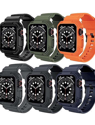  Военная защитная Совместим с Ремешок для часов Apple Watch 38мм 40мм 41мм 42мм 44мм 45мм 49мм Прочный ТПУ Сменный ремешок для часов для iwatch Series Ultra 8 7 SE 6 5 4 3 2 1