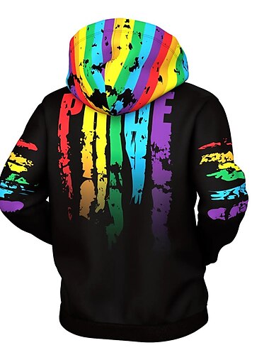  Hombre Arco iris Estampados Sudadera Sudaderas Sudadera con capucha y cremallera completa Manga Larga Sudadera con capucha Con Capucha Ropa de calle Impresión 3D Deporte Diario Deportes Negro