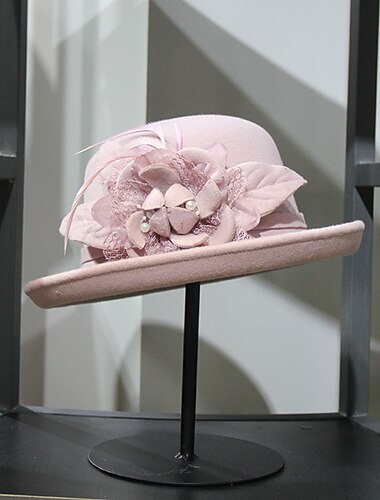  Hats Artificial feather Poly / Cotton Blend Bowler / Cloche Hat Bucket Hat Fedora Hat Kentucky Derby Cocktail Royal Astcot Fall Wedding Elegant With Feather Appliques Headpiece