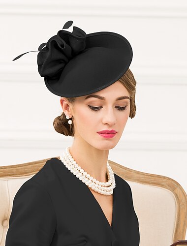  fascinators Hatter Hodeplagg Ull tallerkenhatt Te Fest Hesteløp Damenes dag Melbourne Cup Derby Elegant Årgang fancy Med Blomster Hodeplagg Hodeplagg