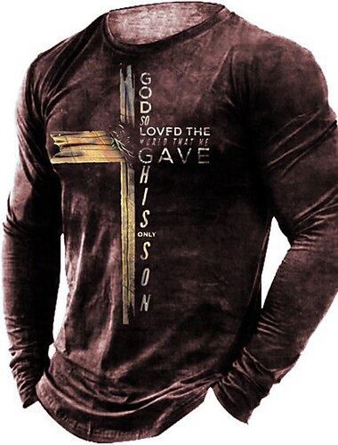  Homens Cruz dos Templários Estampas Abstratas Cruz Camiseta Camisetas gráficas camiseta angustiada Manga Longa Camiseta Impressão 3D Gola Redonda Camisa Vintage Designer Leve Ao ar livre Diário