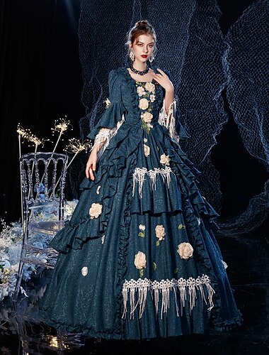  Gothique Victorienne Inspiré vintage Robe Costume de fête Robe de Bal Princesse Shakespeare Couleur Unie Robe de bal Femmes Noël Carnaval Nouvel An Soirée Mascarade Carnaval de Venise Adulte Robe