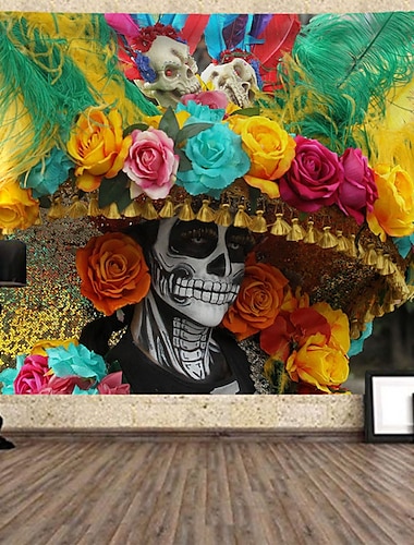  El Día de los Muertos Party Wall Tapestry Art Decor Blanket Curtain Hanging Home Bedroom Living Room Decoration Polyester Day of Dead