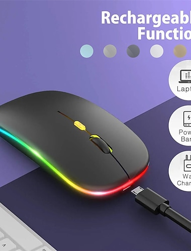  mysz bezprzewodowa led slim silent mouse 2.4g przenośna mobilna optyczna mysz biurowa z odbiornikiem usb i type-c 3 regulowane poziomy dpi do laptopa pc notebook macbook