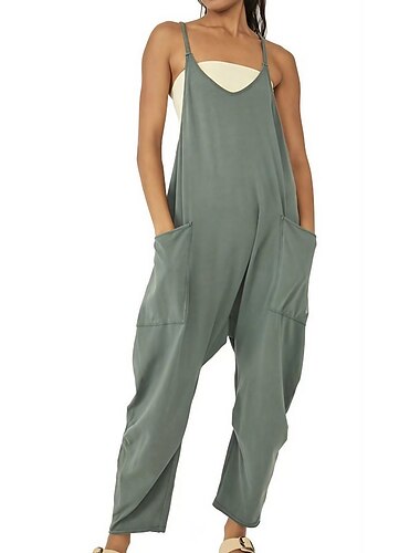  Dames Normaal Al met al Streetwear Effen Kleur Mouwloos V-hals Zak Straat Dagelijks Normale pasvorm Zwart Bruin Groen Herfst