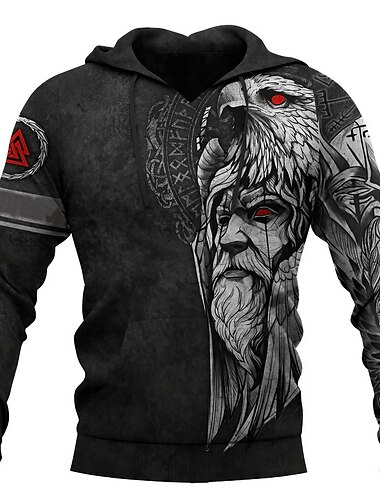  Men's Graphic Prints Human Hoodie Hoodies Sweatshirt Pullover Hoodie Sweatshirt Long Sleeve Hooded Sweatshirt Hooded Streetwear 3D Print Daily Sports Black Print Spring &  Fall Designer