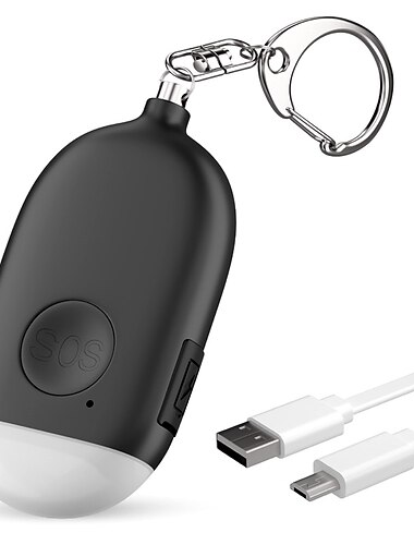  Selbstverteidigungs-Personenalarm-Schlüsselanhänger für Frauen, wiederaufladbar, 130 db, laute Sicherheitsalarmpfeife mit LED-Licht, Panikknopf oder Schlüsselanhänger mit Alarmvorrichtung