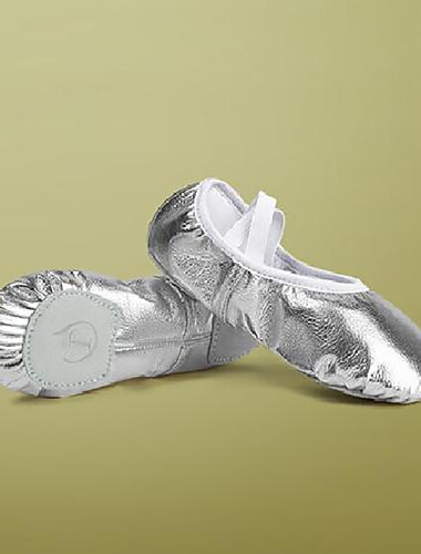  meisjes gouden ballerina's met elastische bandjes - zachte leren dansschoenen voor balletlessen en optredens