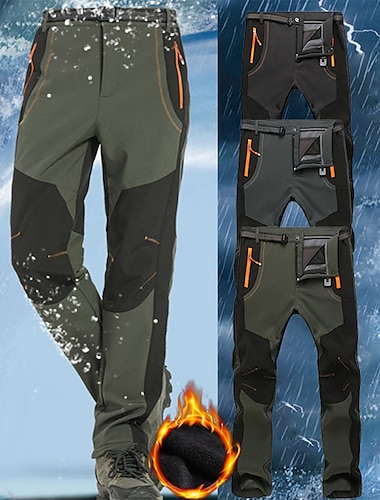  мужские брюки на флисовой подкладке водонепроницаемые походные брюки брюки софтшелл зимние теплые ветрозащитные теплые ветрозащитные брюки с флисовой подкладкой армейский зеленый серый черный охота рыбалка альпинизм