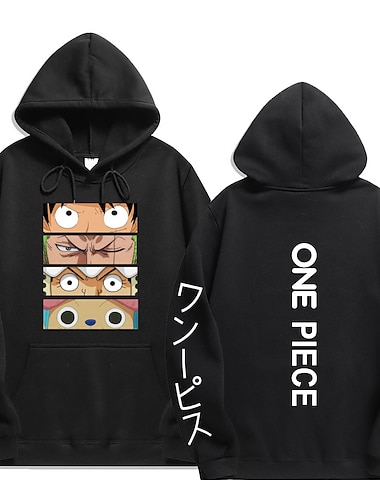  One Piece Обезьяна d Луффи Ророноа Зоро Тони Тони Чоппер Толстовка Аниме Мультяшная тематика Аниме Передний карман Графический Назначение Для пары Муж. Жен. Взрослые Горячего тиснения