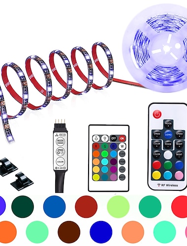 bande lumineuse led usb barre lumineuse couleur rgb 14-95 pouces tv rétroéclairage mésange comprenant 24 touches ir 17 touches rf contrôleur pc affichage chambre salle de jeux home cinéma lumière