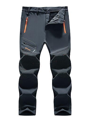  Herren Fleece gefütterte Hose schwarze Hose wasserdichte Softshellhose Winter Outdoor winddicht thermisch warm 4 Reißverschlusstaschen elastischer Bund leichte Unterteile marineblau Klettern Reisen Ski / Snowboard