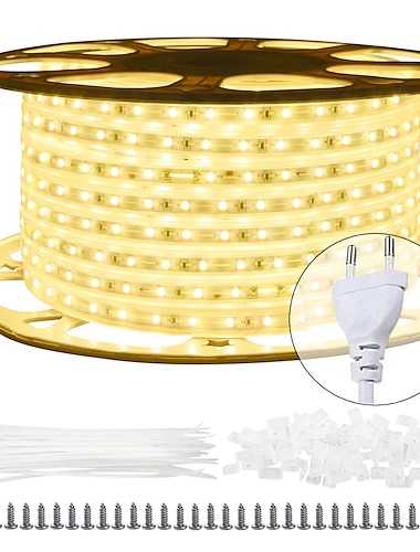  led strip light plug in outdoor étanche ip67 ac220v 4040 led strip light diode tape vacances lumière décorative led string avec 60led / m avec prise ue