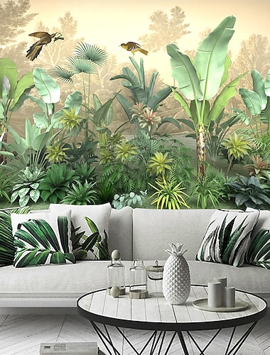  Fondos de pantalla geniales bosque hermoso papel pintado mural de pared pegatina de pared que cubre la impresión despegar y pegar autoadhesivo extraíble selva tropical escénica plátano pvc/vinilo