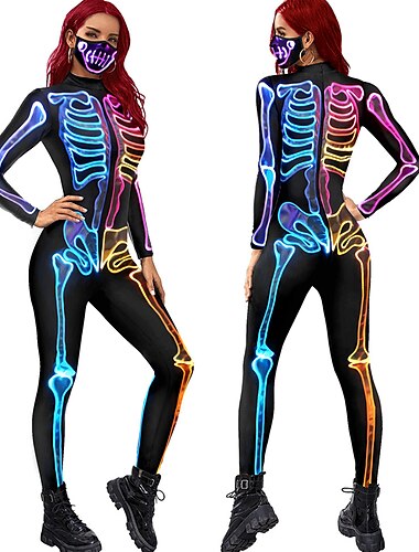  Costumi zentai Tutina aderente Tute aderenti Tuta di pelle Scheletro / Teschio Per adulto Costumi Cosplay Cosplay Costume spaventoso Per donna Fantasma Diavolo Carnevale Mascherata