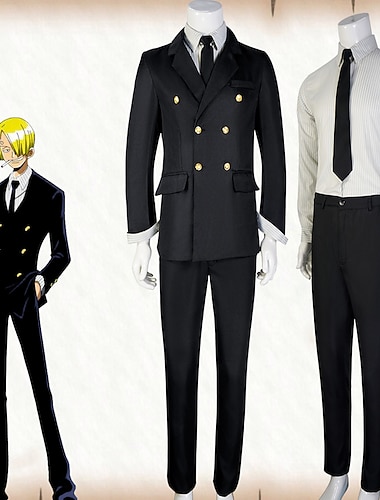  One Piece Film: Röd Sanji Animé Byxa Maskerad Cosplay-kostymer Kappa Blus Byxor Till Herr Vuxna