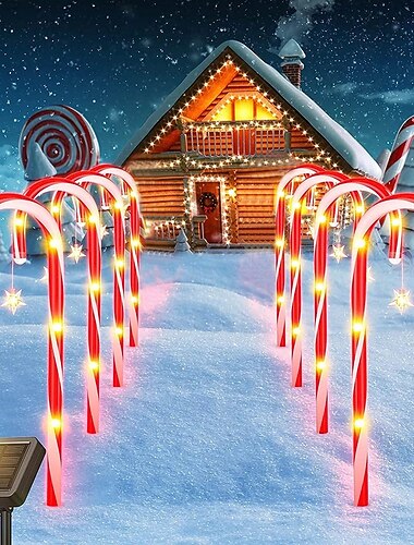  Weihnachts-Solar-Pfefferminz-Zuckerstange-Licht wasserdichtes Licht LED für Haus Garten Innenhof Rasen-Dekorationen