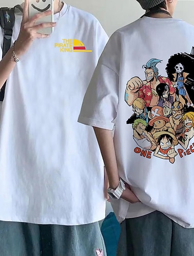 One Piece Μαϊμού D. Luffy Ρορονόα Ζόρο Κοντομάνικο Anime Κινούμενα σχέδια Anime Κλασσικό Στυλ δρόμου Για Για Ζευγάρια Ανδρικά Γυναικεία Ενηλίκων Hot Stamping