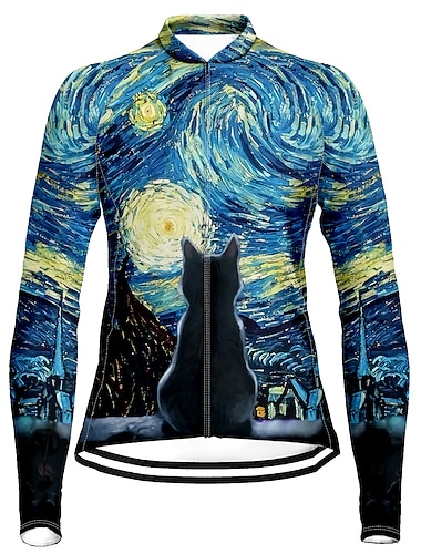 Damskie Koszulka rowerowa Kot Śmieszne Długi rękaw Rower Dżersej Top z 3 tylnymi kieszeniami Kolarstwo górskie Kolarstwie szosowym Szybkie wysychanie Odblaskowe paski Kieszeń na plecach Odprowadza   Damskie Koszulka rowerowa Kot Śmieszne Długi rękaw Rower Dżersej Top z 3 tylnymi kieszeniami Kolarstwo górskie Kolarstwie szosowym Szybkie wysychanie Odblaskowe paski Kieszeń na plecach Odprowadza