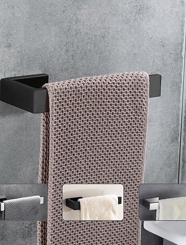  toallero, toallero de pared de acero inoxidable, toallero de estilo moderno de 21 cm (negro/níquel cepillado/cromo)
