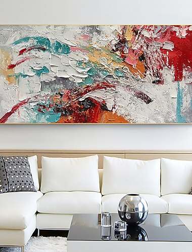  Handgefertigtes Ölgemälde auf Leinwand, Wandkunst, Dekoration, originelle bunte Weltmalerei, abstrakte Landschaftsmalerei für Wohnkultur mit gestrecktem Rahmen/ohne Innenrahmenmalerei