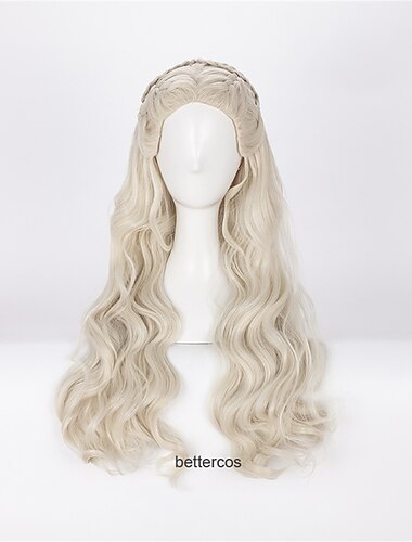  House of the Dragon Daenerys Targaryen Perücke lange gewellte Drachen der Mutter hitzebeständige synthetische Haarperücke Perückenkappe Halloween Perücken