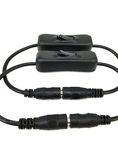  2 uds 30cm dc 5,5mm x 2,5mm cable de conexión de interruptor macho a hembra (adecuado para cámara de seguridad cctv led)