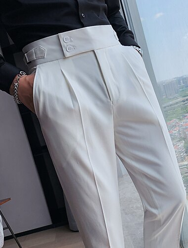  Męskie Garnitury Spodnie Spodnie garniturowe Spodnie Gurkha Kieszeń Wysoki wzrost Równina Komfort Miękka Ślub Biuro Biznes Elegancja Zabytkowe Ciemny khaki Czarny Średnio elastyczny